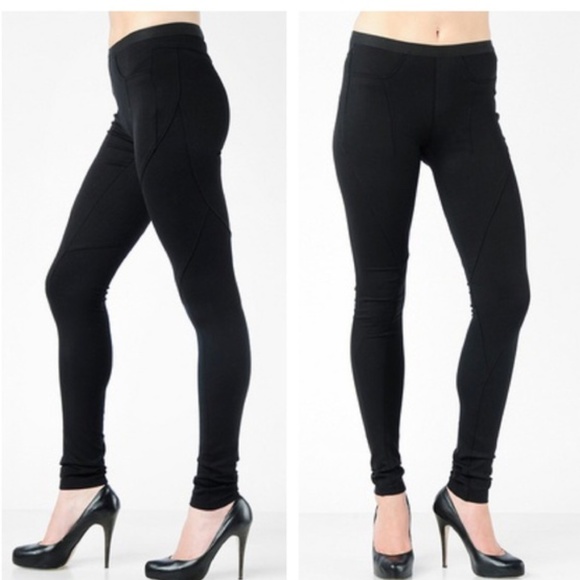 Helmut Lang Pants - Helmut Lang Alloy Seamed Wool Blend Leggings | S